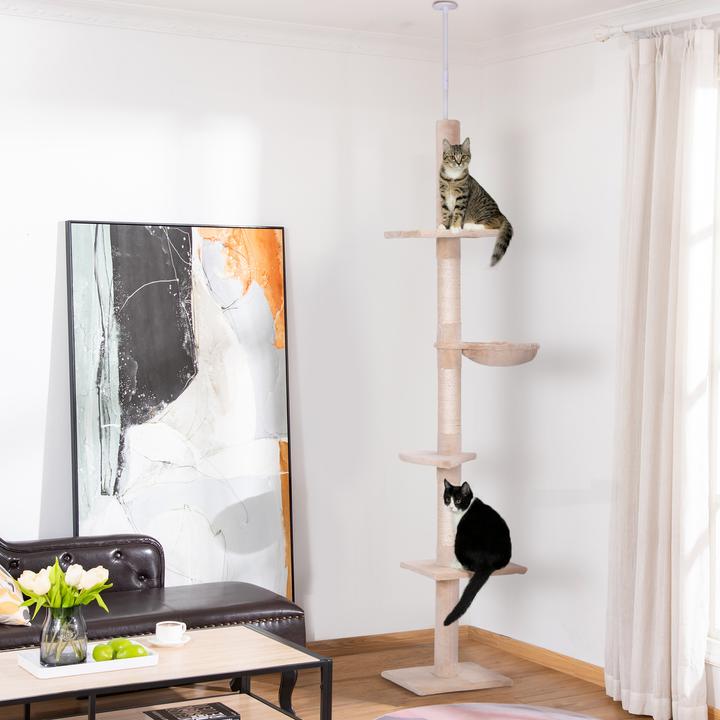 Produktbild PawHut Kratzbaum höhenverstellbar (260 cm, Beige)