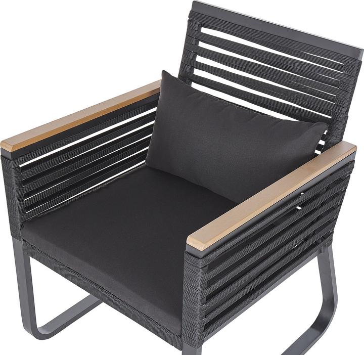 Produktbild Beliani Gartenmöbel Set Aluminium / Flechtseil schwarz 4-Sitzer CANETTO (150 cm)