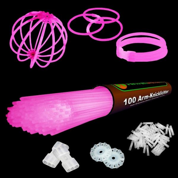 Produktbild Knicklichter 100 Arm in PINK inkl. hochflexiblen TopFlex Verbindern