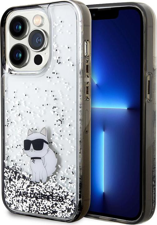 Actual product image Karl Lagerfeld KLHCP14LLKCNSK iPhone 14 Pro 6.1" transparent hardcase Liquid Glitter Choupette (Apple iPhone 14 Pro)