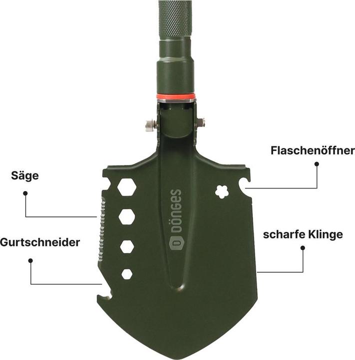 Produktbild Dönges Multifunktionaler Klappspaten All-in-One, in Camouflage Tasche, olivgrün