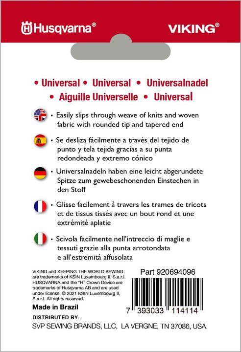 Husqvarna Universal needle 80/12, 10 needles