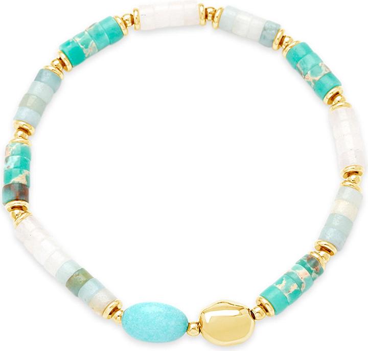 Leyda Armband Edelstein mit Edelstahl (18 cm, Stein, Edelstahl Gelb Vergoldet 18K)