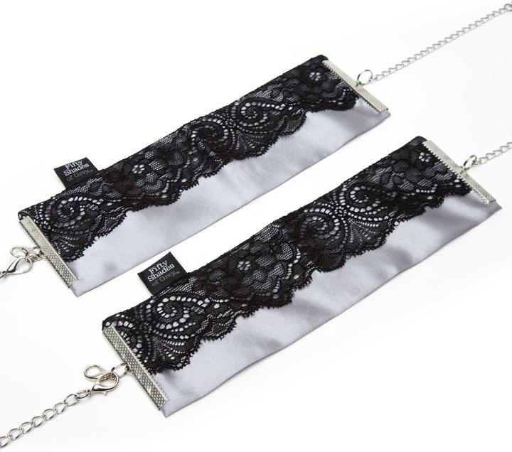 Actual product image Fifty Shades of Grey Play Nice Satin & Lace Wrist Cuffs - Black