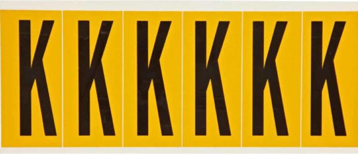 Immagine prodotto Brady 1550-K, B-946, vinile, scritta: K, nero su giallo, 38 x 89 mm, altezza carattere 75 mm(25 K. á