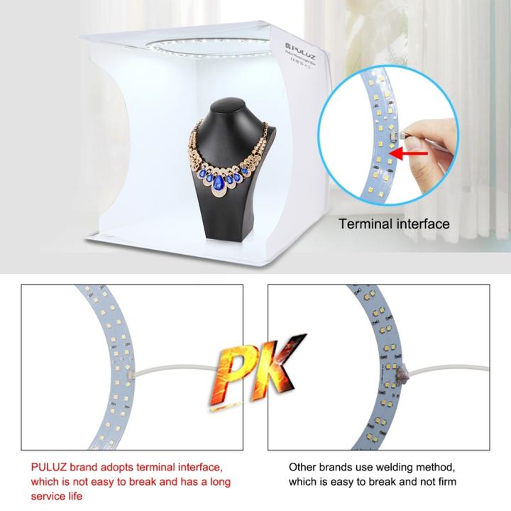 Produktbild Puluz Fotostudio mit integrierter LED Beleuchtung (33 cm, 33 cm)