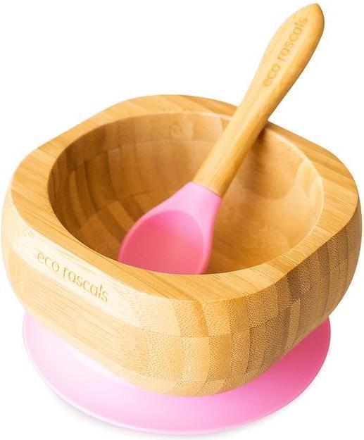 Produktbild Eco rascals Bambus Schale mit Saugnapf und Löffel pink