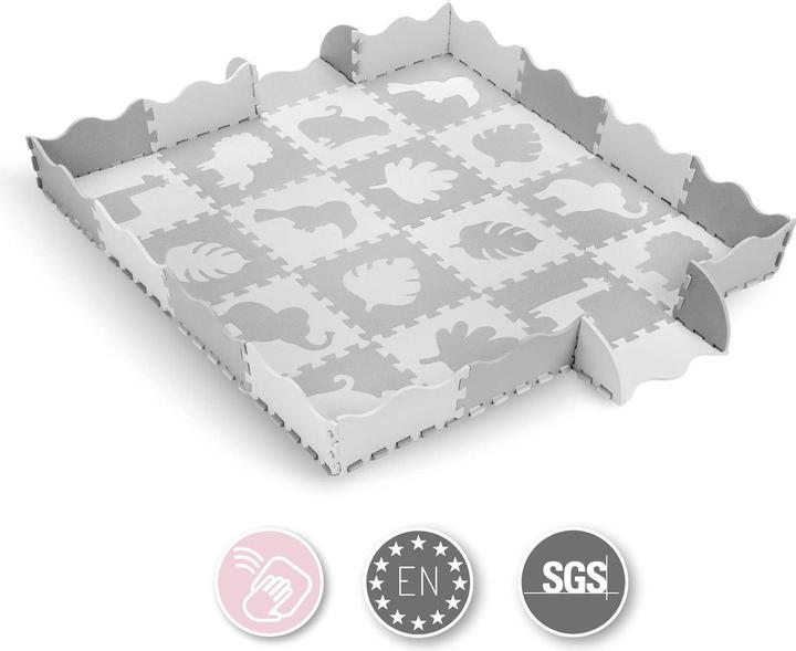 Actual product image Milkii Spielmatte Puzzle aus Eva-Schaumstoff, 16 Teile je 30 x 30 cm, Safari