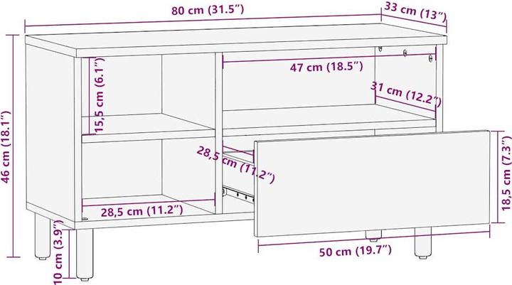 Produktbild VidaXL TV Schrank Lowboard Fernsehschrank Fernsehtisch Schwarz Holzwerkstoff (80 x 33 x 46 cm)
