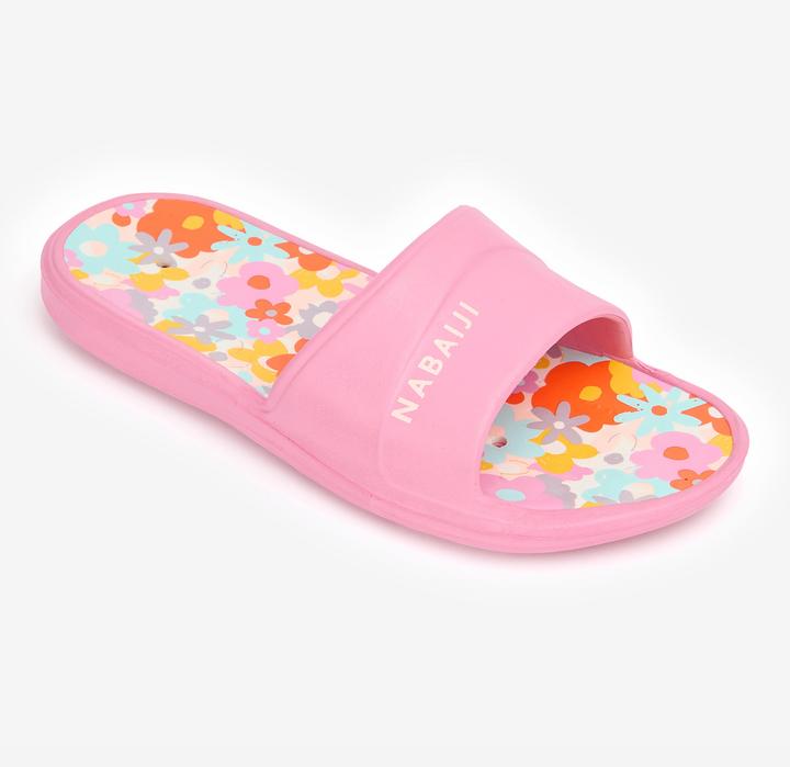 Image du produit Nabaiji Claquettes piscine Enfant - Slap 500 imprimés fleurs rose rouge (32)