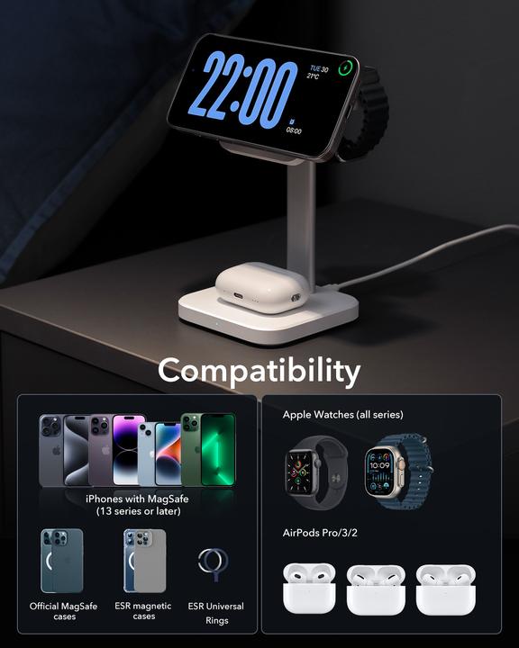 Actual product image ESR HALOLOCK - 3in1 Charging Set (15 W)