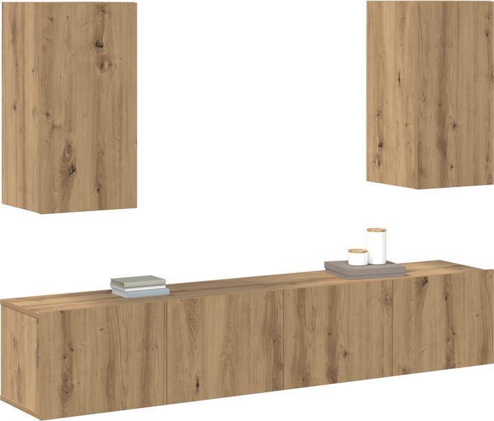 Produktbild VidaXL 4-teiliges TV-Schrank-Set Wandmontiert Artisan Eiche Spanplatte (100 x 40 x 40 cm)