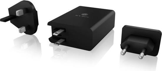 Produktbild Icy Box USB Power Delivery Netzteil, 100 Watt, 2x Type-C®, 2x Type-A, EU, UK, US Stecker (100 W)