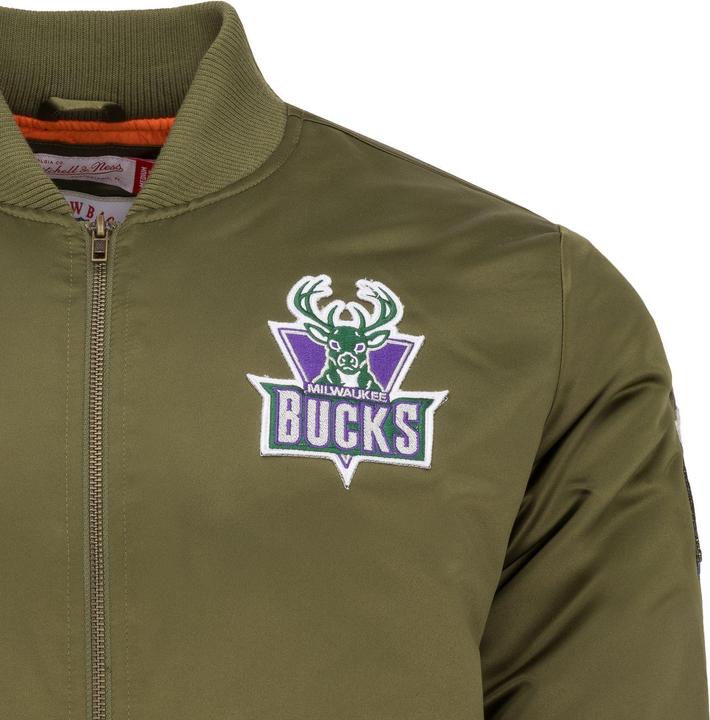Produktbild Mitchell & Ness M&N Satin Bomber Jacke - PATCHES Milwaukee Bucks - XL (XL)