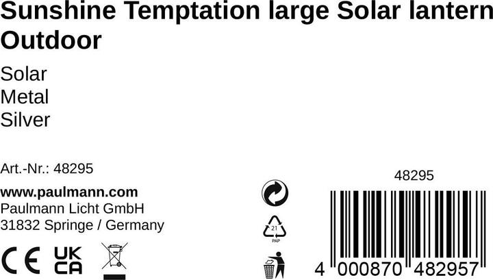 Nährwerte und Zutaten Pauleen Solar Laterne Sunshine Temptation (1 x)