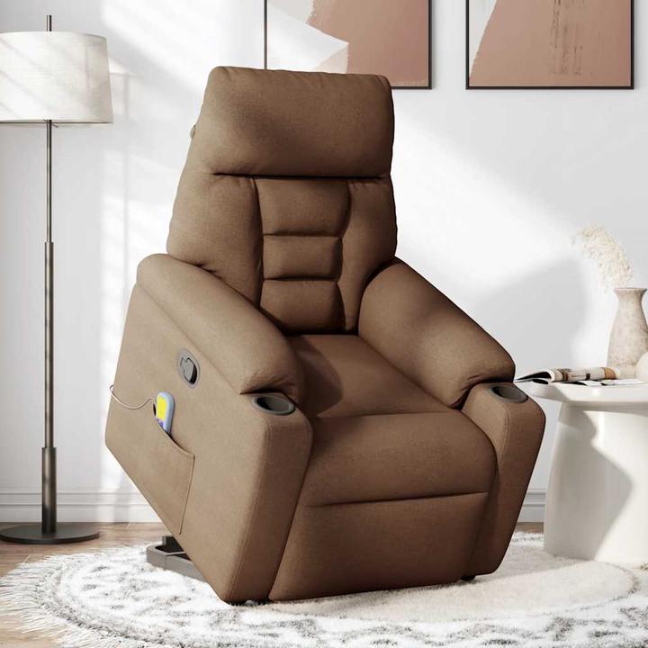 Immagine prodotto VidaXL Poltrona massaggiante con ausilio stand-up in tessuto marrone