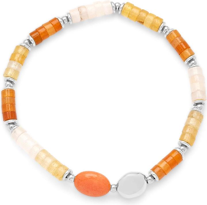 Leyda Armband Edelstein mit Edelstahl (18 cm, Stein, Edelstahl)