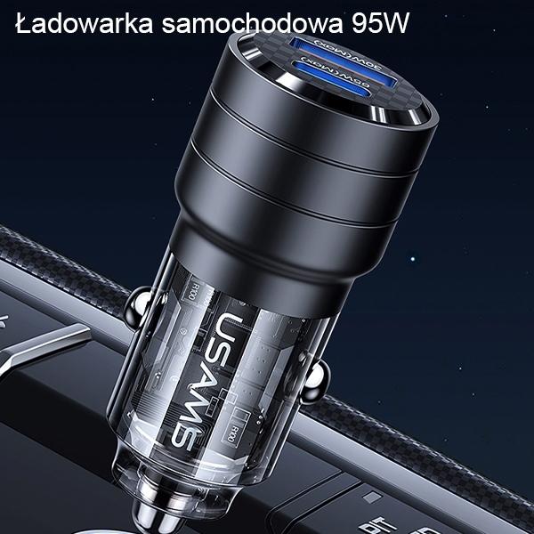 Produktbild Usams Ład. sam. C36 USB+USB-C 95W Fast Charge fioletowy/purple CC176CC02 (US-CC176)