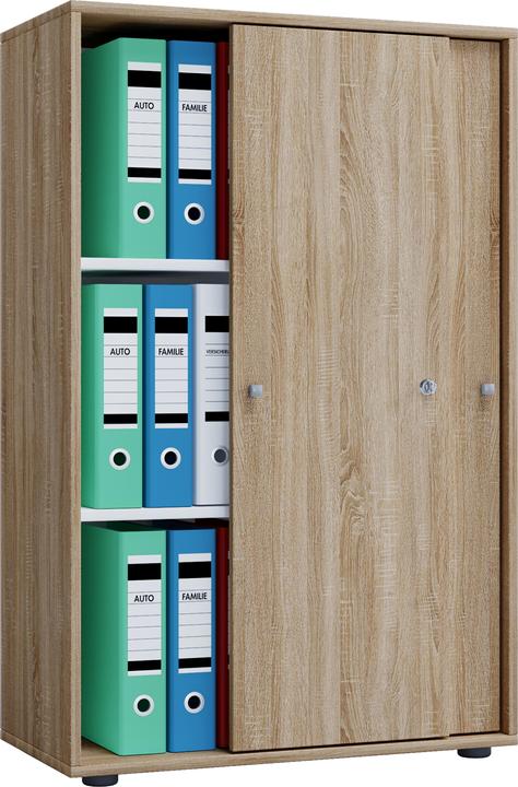 Actual product image VCM Wooden Office Cabinet Filing Shelf Lona 3 Compartments Sliding Doors (70 x 40 x 111 cm)