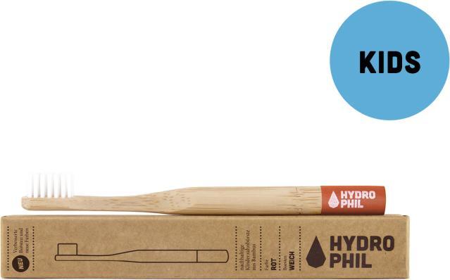 Produktbild Hydrophil Kinder Bambus Zahnbürste 'Rot' mit extra weichen Borsten (Extra weich, 1 x)