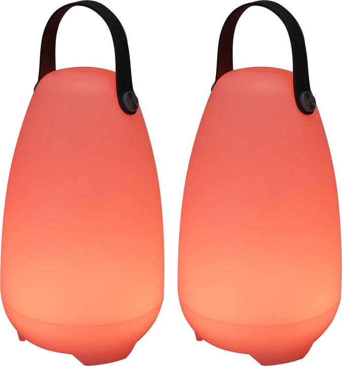 Produktbild ProGarden 2er-Set Akku Tischlampe mit 4 Lichtmodi in weiss & 16 RGB-Farben, 26cm, IP44