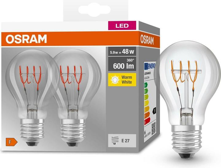 Produktbild Osram Lampe Base Clas A Retro (E27, 5.90 W, 600 lm, 2 x, F)