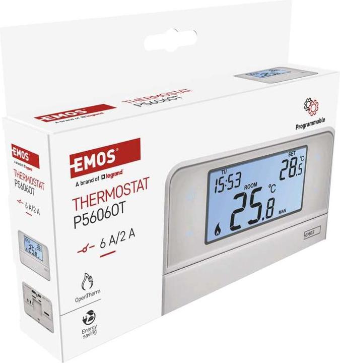 Image du produit Emos Thermostat d'ambiance OpenTherm P5606OT, programmable, câblé
