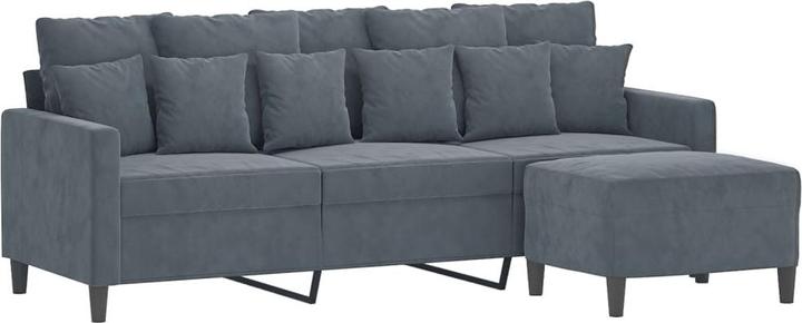 Produktbild VidaXL 3-Sitzer-Sofa mit Hocker Dunkelgrau 180 cm Samt,Farbe (3-Sitzer)
