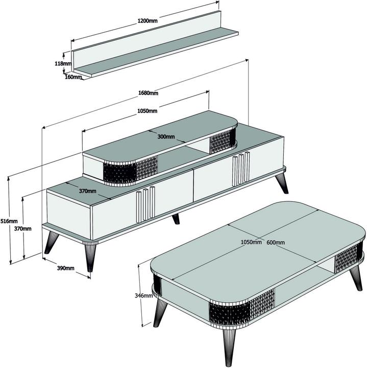 Hanah Home Alberto (120 x 16 x 12 cm)