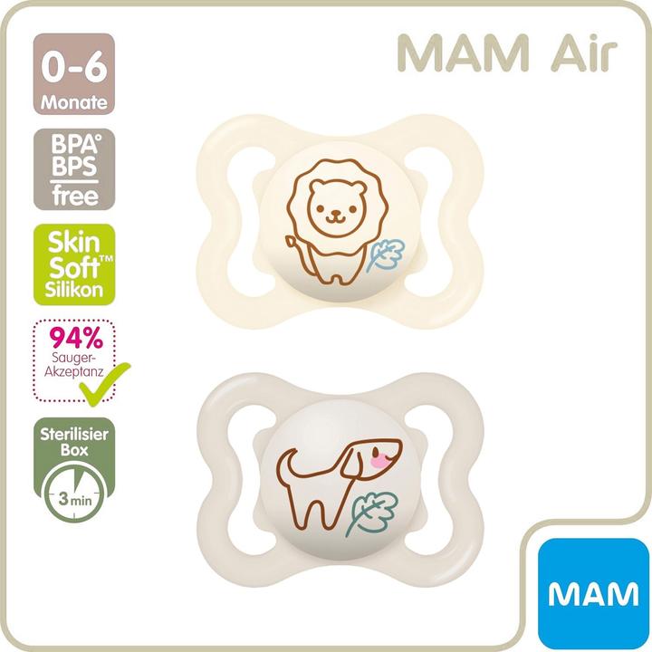 Image du produit MAM Air Silicone Sucettes, 2 pièces, 0-6 mois (2 x, jusqu'à 6 M.)