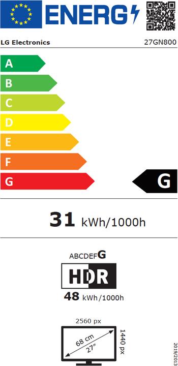 Energie-Label LG 27GN800-B (2560 x 1440 Pixel, 27")