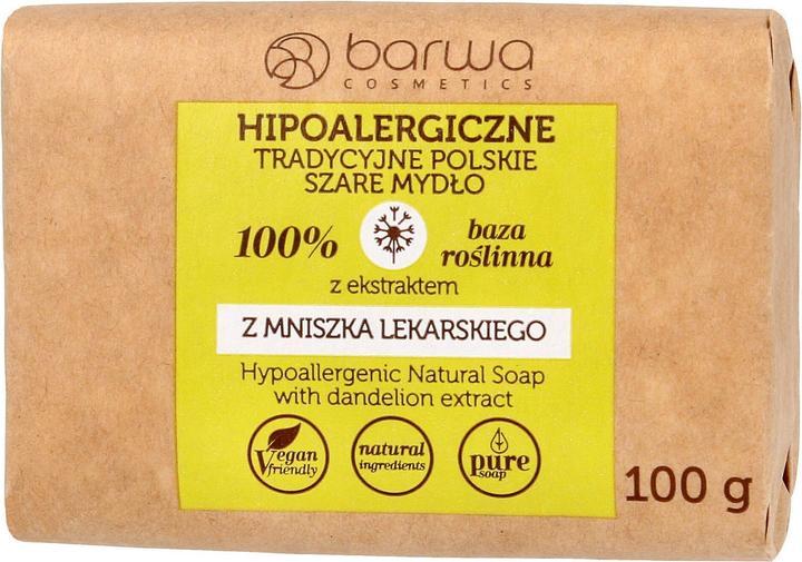 Actual product image Barwa Hue - Hypoallergenic traditional Polish dandelion grey soap - 100ML (Hard soap, 100 ml)