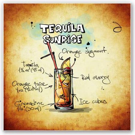Immagine prodotto Trenddeko Tequila Sunrise - Ricetta (50 x 50 cm)