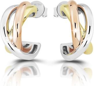 Modesi Elegant silver tricolor hoop earrings M23090
