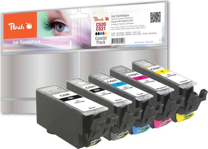 Actual product image Peach Cli-521, Pg-520 (M, Y, C, FC, PBK)