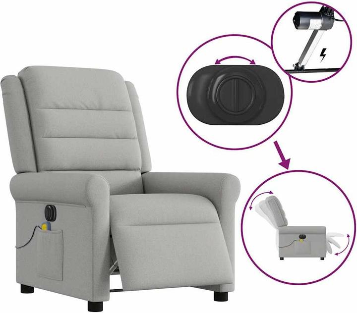 Immagine prodotto VidaXL Poltrona massaggiante elettrica in tessuto grigio nuvola