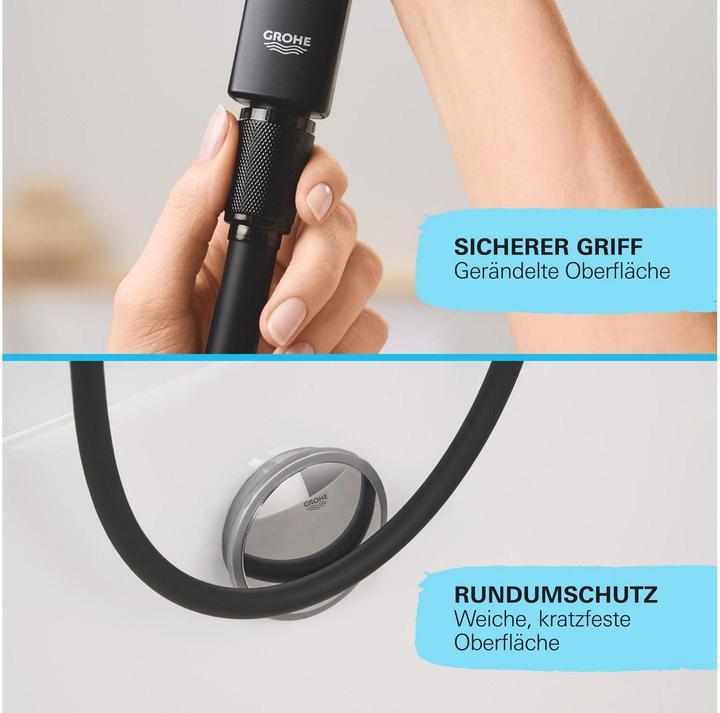Image du produit Grohe Flexible de douche Vitalio Flex QuickFix, 1750mm, universel, noir mat (175 cm)