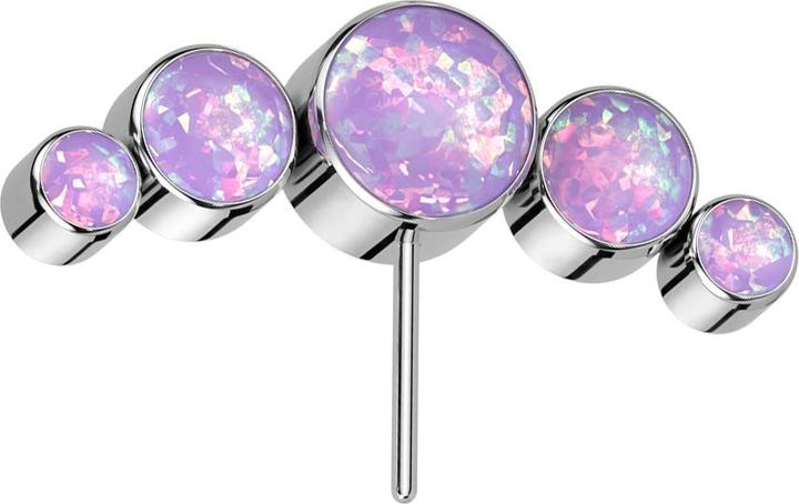 Star Piercing Threadless silber front fünf Opale violett (ohne Messing, Titan G23)