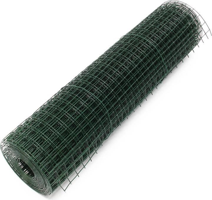 Actual product image Wiltec Green Wire Mesh 25x25mm Squares 25m Roll, 50cm Width, made of Galvanised PVC Coated Steel