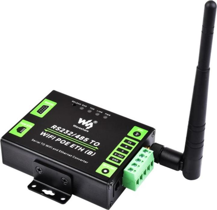 Produktbild WaveShare Industrieller serieller Server RS232/485 zu WiFi oder Ethernet PoE (B)