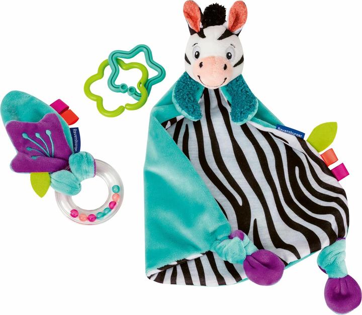 Ravensburger 4858 play+ Toucher, hocher, jouer (set cadeau : zèbre), doudou, cadeau pour la fête des mères
