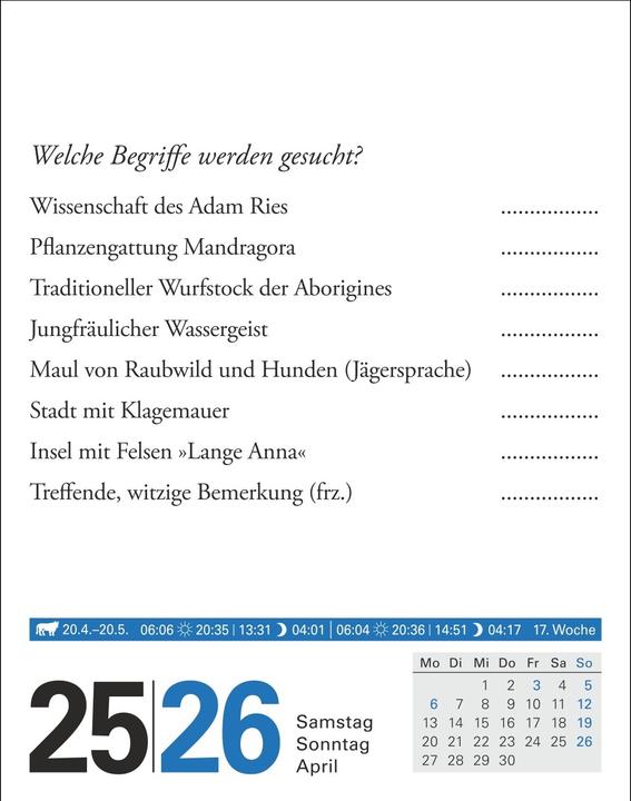 Actual product image Harenberg Wissen Tagesabreisskalender 2026 - Quizfragen aus Geschichte, Politik, Kultur, Technik und Spor (11 x 14 cm, German)