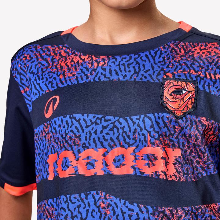 Image du produit Kipsta Kinder Fussball Trikot kurzarm - VIRALTO Kids Roarrr Rhino Streifen blau/violett (6, 7, 8)