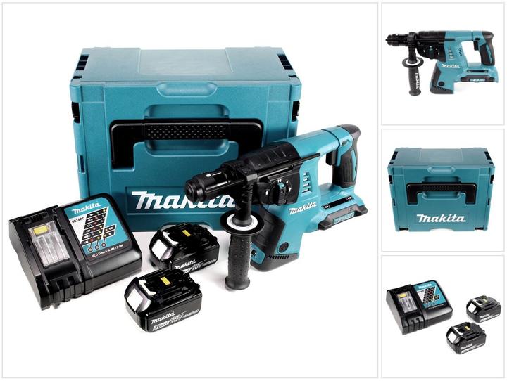 Produktbild Makita DHR 264 2 x 18 V / 36 V Li-Ion SDS Plus Akku-Bohrhammer in Makpac 4 mit Einlage + 2x 3,0 Ah A (Akkubetrieb)