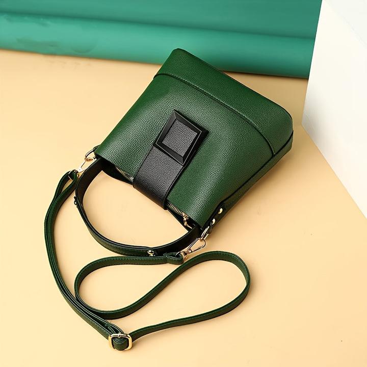 Immagine prodotto Only-Bags.Store Elegante borsa a secchiello in ecopelle a tinta unita con tracolla regolabile - borsa e tracolla