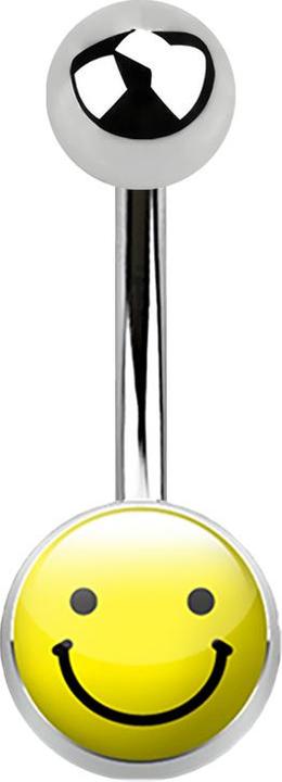 Star Piercing Banane silber mit Logo Smiley (Chirurgenstahl 316L, ohne Messing)