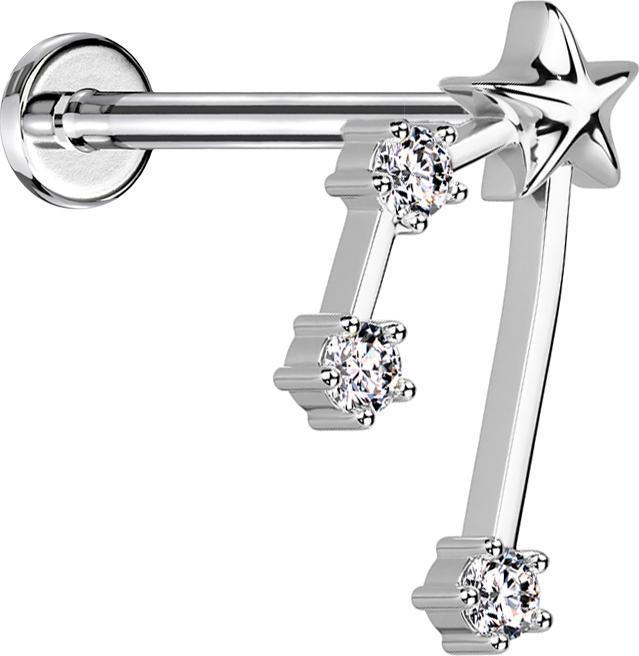 Immagine prodotto Star Piercing Micro Labret filo interno in argento Segno zodiacale Toro con cristalli (Acciaio chirurgico 316L, Ottone)