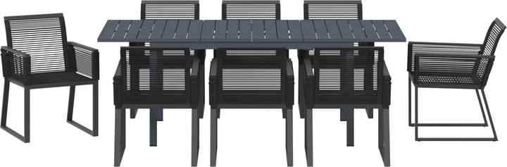 Produktbild VidaXL 9-teiliges Garten Esszimmer Set Schwarz Poly Rattan (80 cm)