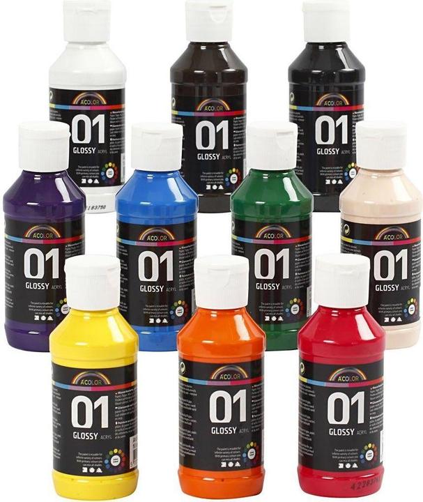 Immagine prodotto Creativ Company Scuola vernice acrilica lucida Vernice acrilica 100 ml Multi bottiglia (Colori assortiti, 100 ml)
