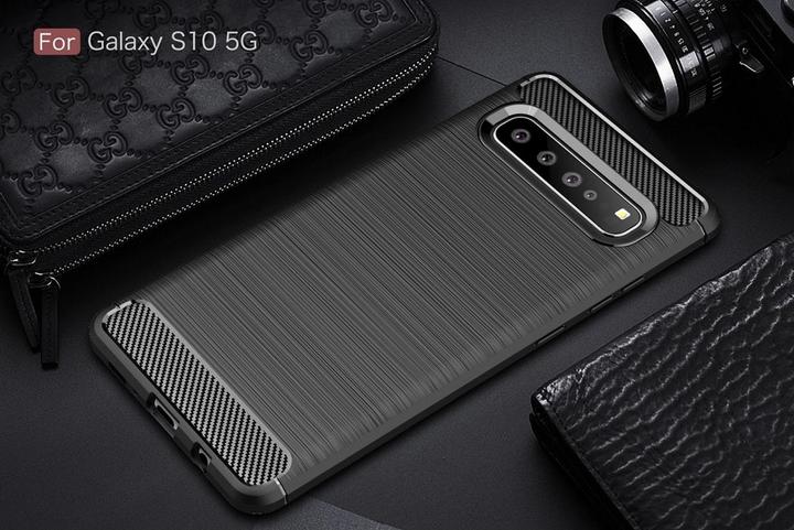 Produktbild Screenguard Samsung Galaxy S10 5G Hülle Carbon Brushed Soft TPU (Samsung Galaxy S10 5G)